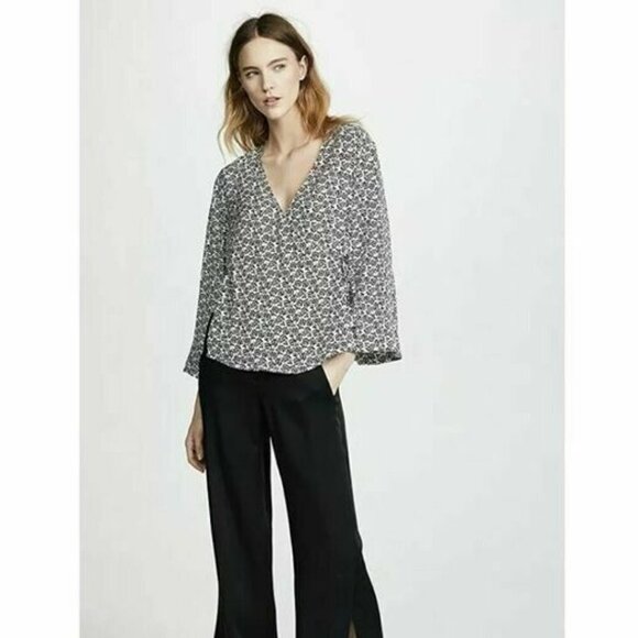 A.L.C. Ray Bell Sleeve Wrap Top Silk - Picture 1 of 8